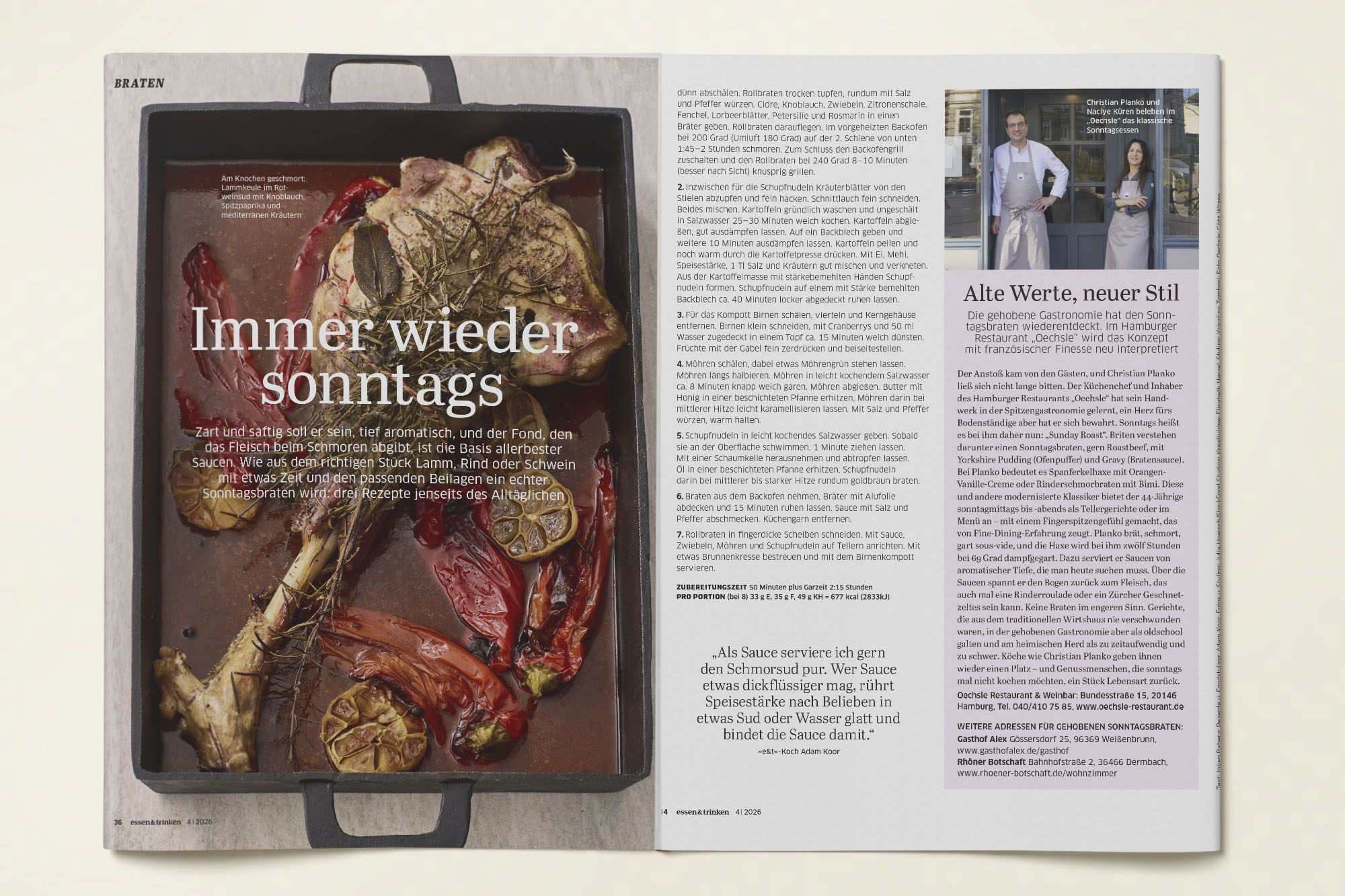 essen & trinken 4/2026 · „Alte Werte, neuer Stil“ über das Oechsle