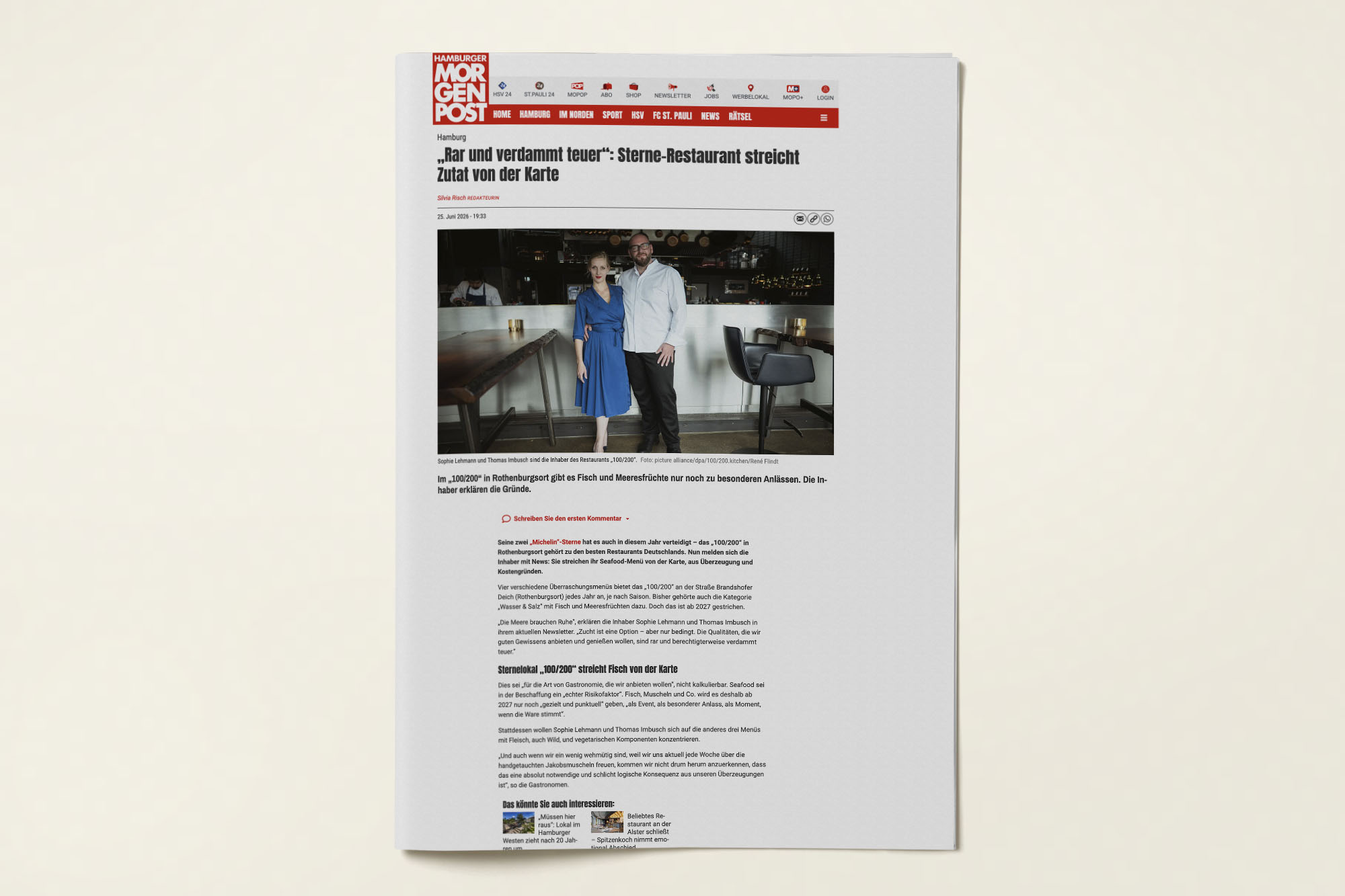 Hamburger Morgenpost, 25. Juni 2026 · „Rar und verdammt teuer“ von Silvia Risch