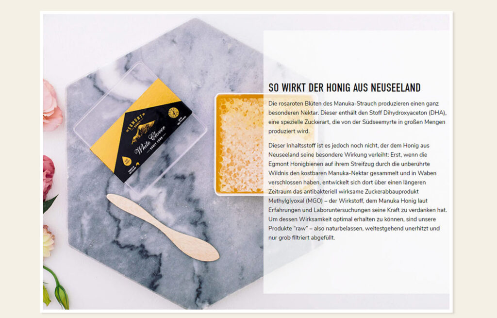 Egmont Honey, Neuseeland – Referenz Kaiserhappen