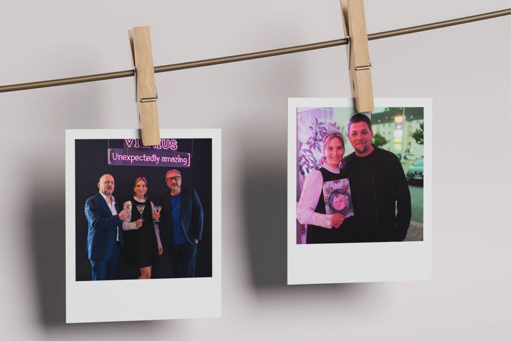 Go Vilnius Buchpremiere: Polaroids von Gästen bei der Premiere des Kochbuchs „Vilnius“